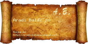 Aradi Balázs névjegykártya